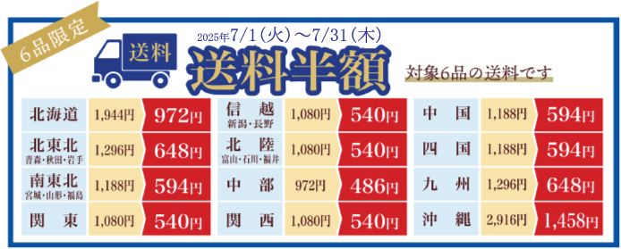 2025年お中元送料半額